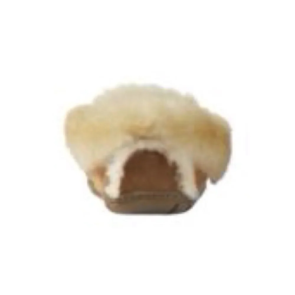 L.L. Bean Genuine Shearling Lam Premium Sude Upper Women's Tan Moccasin Slippers - Picture 3 of 7